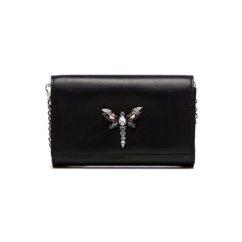 Clutch nera con applicazione gioiello Swish Jeans, Borse e accessori Donna, SKU b514000047, Immagine 0